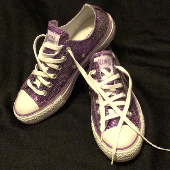 purple sparkle converse